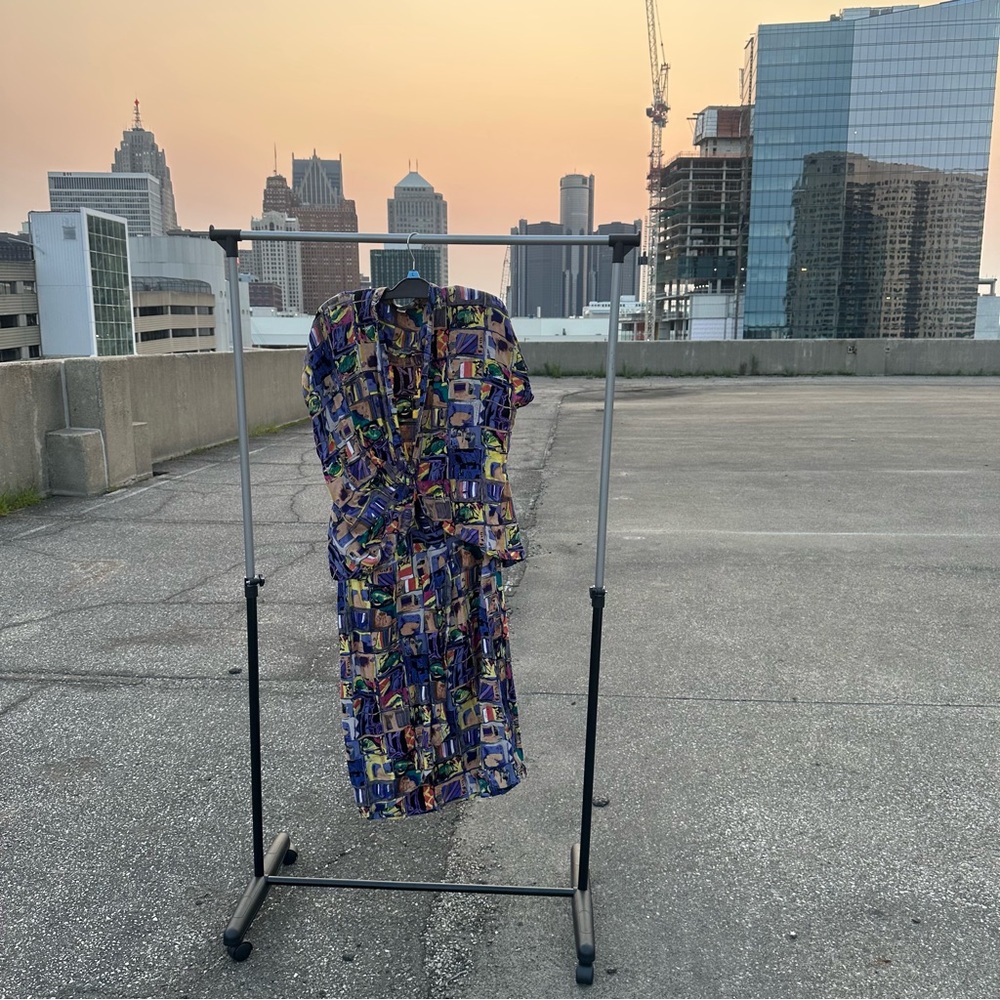 Colorful Vintage Suit Geometric Patterned Suit Size L (Vintage)